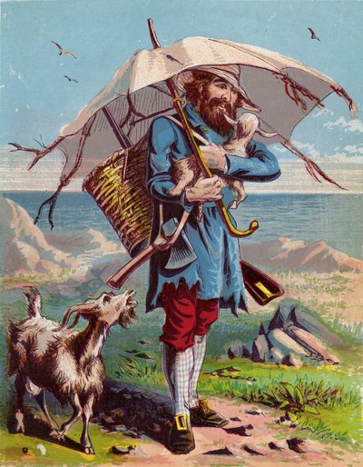Ilustración para Robinson Crusoe de American School